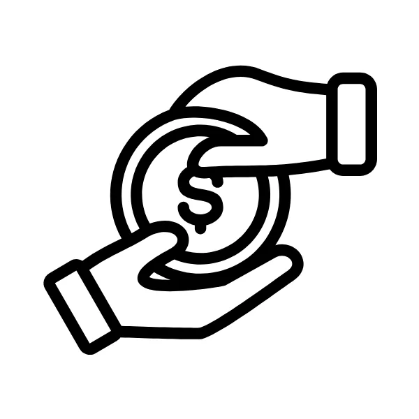 An icon representing compensation for a personal injury case.