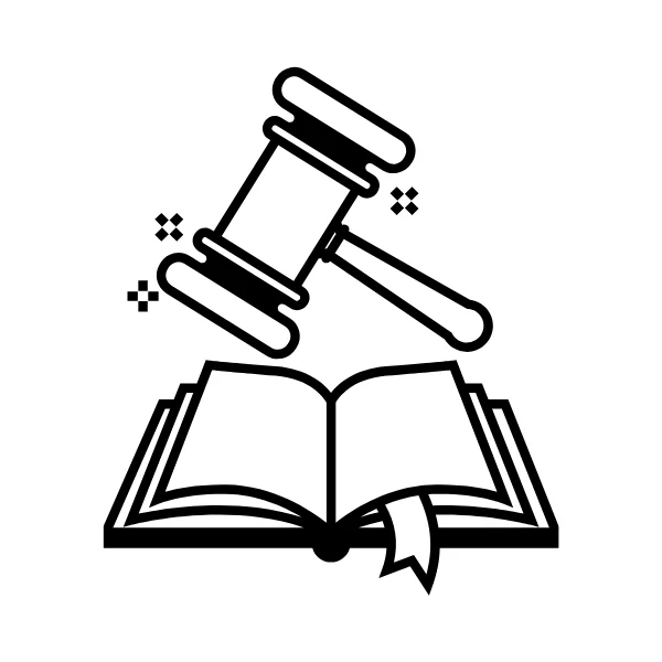 An icon showing a law book and/or gavel.