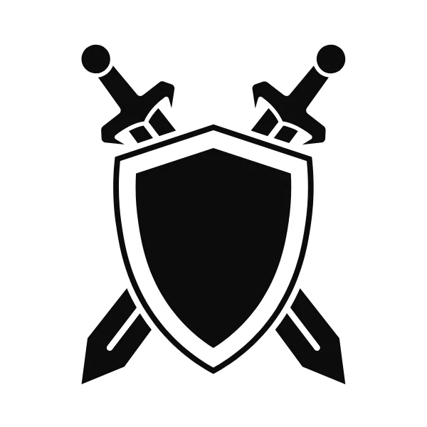 An icon representing a shield and sword.