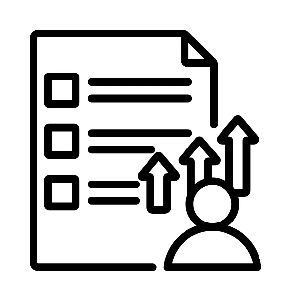 Icon representing evidence gathering and evaluation.