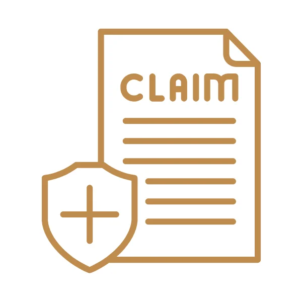 Icon representing a shield protecting a claim document.